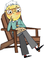 Author sitting in chair