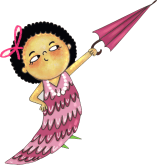 Illustrator character with umbrella